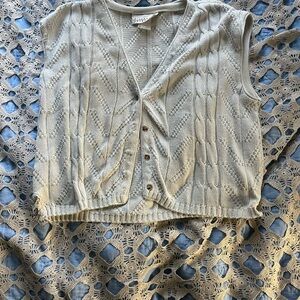 Elegant Cream Cable Knit Cardigan Vest